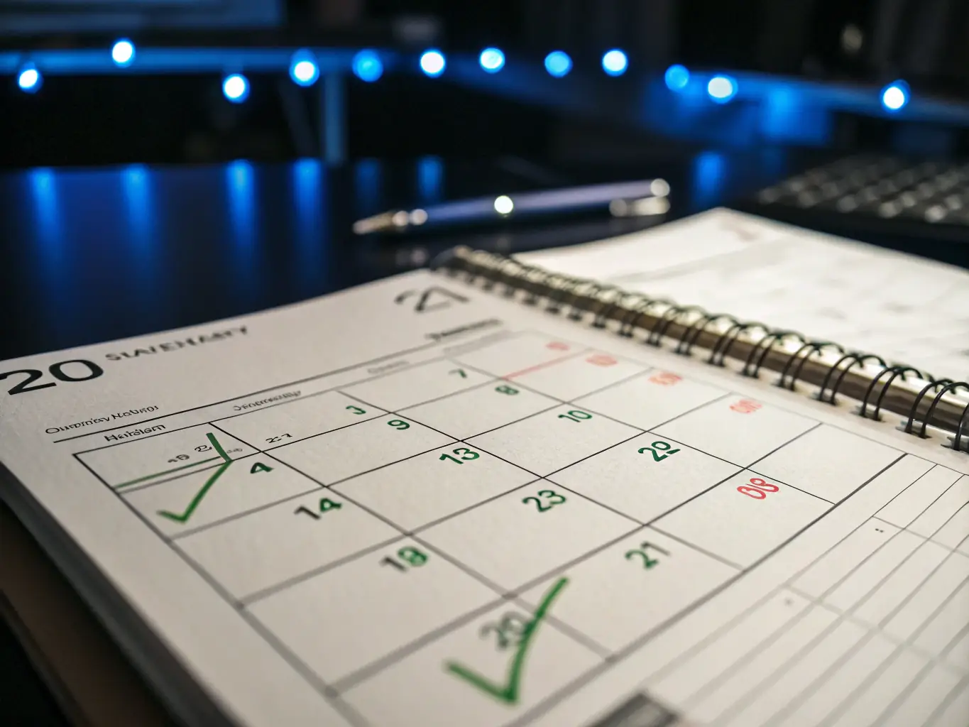 An image depicting a calendar with numerous booked appointments, symbolizing the increased appointment booking rates achieved through RS Import Marketing's Meta ads strategies for a car export business.